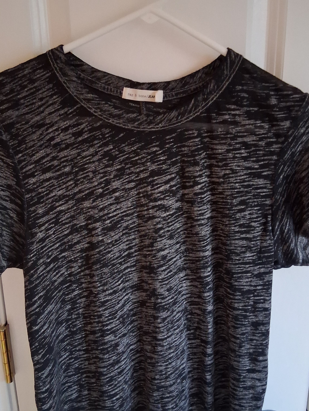 rag & bone Black Heathered Short Sleeve Crew Tee - Picture 2 of 10